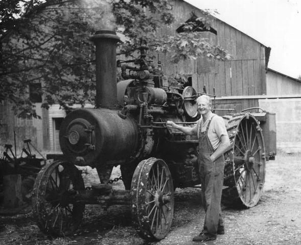 Otto Hahn shows off one of his favorite steam tractors